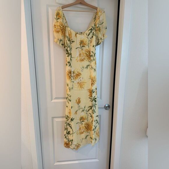 NWOT Reformation Gloria Dress in Honeyglow Floral Yellow Dress, size 2 - Picture 5 of 14